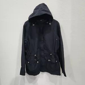 Lands End Regenmantel mittlere Damenjacke mit Kapuze wasserdicht marineblau - Bild 1 von 7