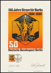 EDIZIONE ARTISTICA 1984 BERLINO 720 100 ANNI DI CORRENTE PER BERLINO - FIRMATA A MANO!!! - Foto 1 di 3