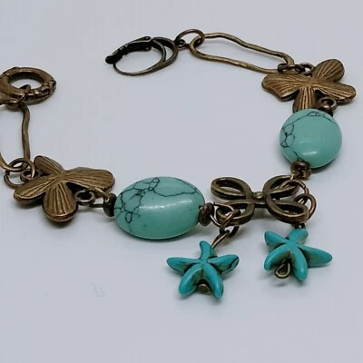Cadena de bronce y pulsera turquesa Foto 1 de 2