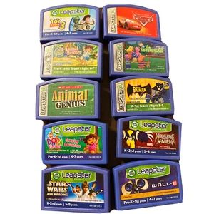 (10) Leapfrog Leapster Learning System Games Cartridges Dora, Star Wars, Cars - Picture 1 of 3