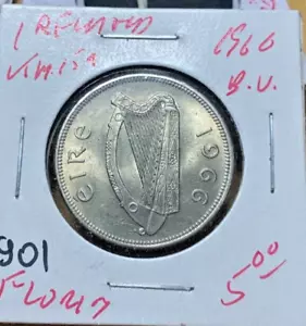 1966 Ireland Republic Florin KM# 15a, uncirculated condition. Coin #901 - Picture 1 of 2