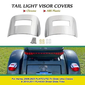 Chrome L&R Tail Light Visor Covers For Harley Tri Glide Ultra Classic FLHTCUTG - Picture 1 of 11