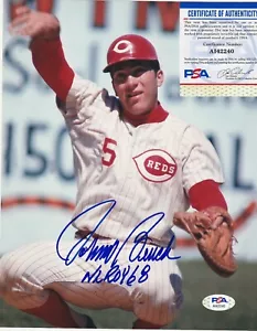JOHNNY BENCH CINCINNATI REDS NL ROY 1968 PSA AUTHENTICATED ACTION SIGNED 8x10 - Picture 1 of 1