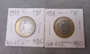 Brazil Coin 1 Real 1998 - 1999 - 2 Coins in Great Conditions. - Picture 1 of 9