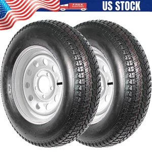 2PCS ST205/75D15 Trailer Tires Rims ,5 Lug on 4.5" Wheel ,15 in Load Range C 6PR - Picture 1 of 14