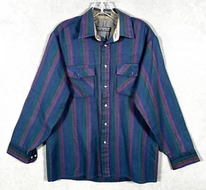 Van Heusen Mens Winterweights Flannel Shirt XL Striped Button Up Vintage - Picture 1 of 13
