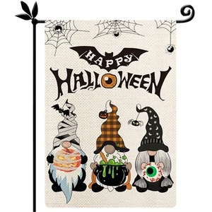 Happy Halloween Gnomes Garden Flag, Scary Zombie Wizard Spooky Gnome Yard Sig... - Picture 1 of 6