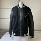 TERANCE KOLE Fitted Faux Leather Bomber with Borg Panel Men's Medium