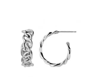LINKS OF LONDON SIGNATURE LINKS STERLING SILVER HOOP EARRINGS RARE CHRISTMAS - Picture 1 of 11