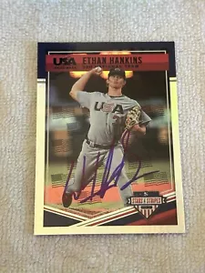 Ethan Hankins Cleveland Indians Guardians USA Flag 3/5 SIGNED - Picture 1 of 2