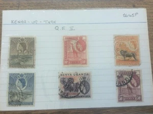 5 Stamps Queen Elizabeth ll Uganda Kenya Tanganyika Africa Lion Giraffe Elephant - Picture 1 of 1