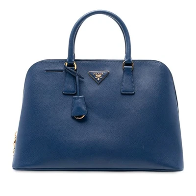 Cartera de cuero Saffiano azul auténtico Prada grande Lux Promenade Foto 1 de 4