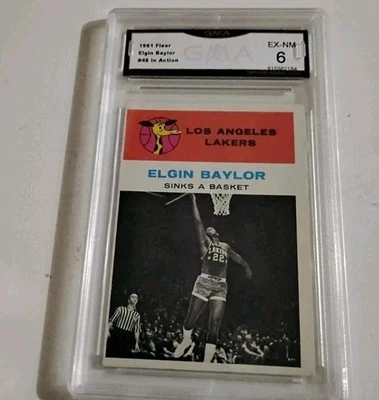 Fleer Elgin Baylor #46 1961 novato graduado GMA 6 Hof Lakers  Foto 1 de 4