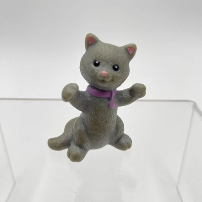 Fisher Price Loving Family 1999 Gatito Gris Gato Figura Cuello Púrpura Animal Foto 1 de 4