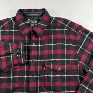 Eddie Bauer Legend North Cascade Camicia Giacca Plaid Misto Lana Uomo L Rosso Nero - Foto 1 di 6
