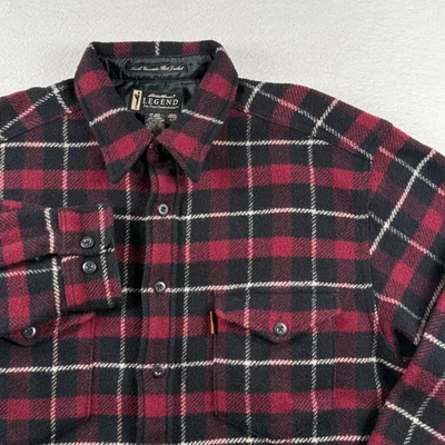 Eddie Bauer Legend North Cascade Shirt Jacket Plaid Wool Blend Mens L Red Black - Image 1 of 4