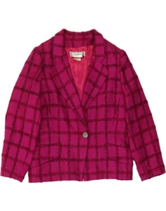YVES SAINT LAURENT Womens 1 Button Blazer Jacket IT 46 Large Pink Check DM42 - Picture 1 of 3