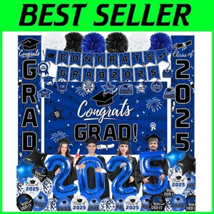 2025 Graduation Decorations Set - Complete Blue Themed Celebration Essentials - Picture 1 of 8