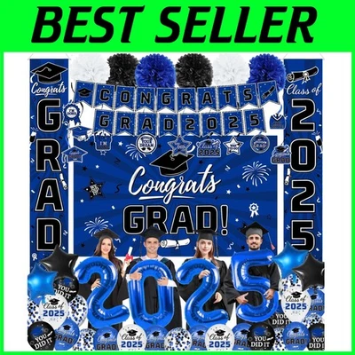 2025 Graduation Decorations Set - Complete Blue Themed Celebration Essentials - Image 1 of 4