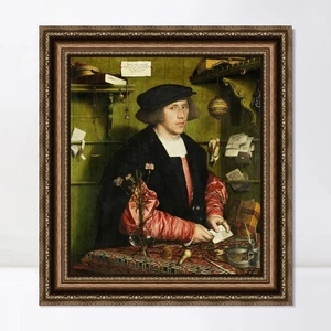 Framed Canvas Art Print Portrait of the Merchant Georg Gisze by Hans Holbein - Picture 1 of 11