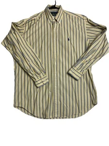 Ralph Lauren Button Up Hemd Herren Medium Blake gestreift gelb blau alle Baumwolle - Bild 1 von 10