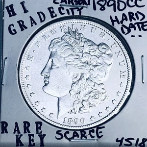 1890 CC MORGAN SILVER DOLLAR HI GRADE GENUINE U.S. MINT RARE KEY COIN 4518 - Picture 1 of 3