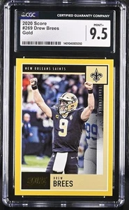 2020 Score Gold Drew Brees #269 Gold Football CGC 9.5 - Picture 1 of 2