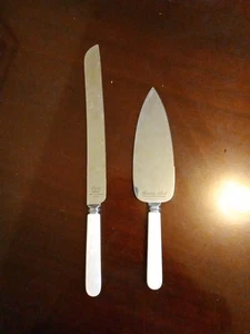 Vintage Sheffield England cremefarben Perlengriff Tortenheber und Messer - Bild 1 von 12