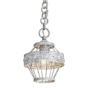 Golden Lighting 7856-M1L Ferris 8"W Cage Mini Pendant - Oyster - Picture 1 of 7