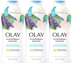 Olay Fresh Radiance Duschgel mit Birkenwasser & Lavendel & B3 Komplex 22oz-3er Pack - Bild 1 von 1