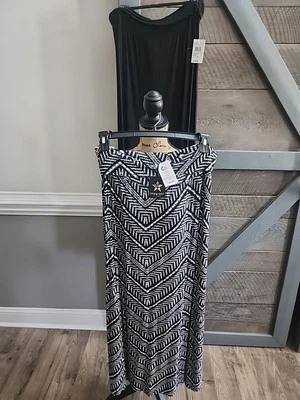 NUEVO CON ETIQUETAS Lote De 2 Mujeres Boho Fluidas Largas Maxi Faldas Talla 1X Nuevas Direcciones Living Foto 1 de 4
