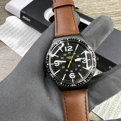 NUEVO✅ Reloj Swatch Irony UNIDAD ESPECIAL Acero Inoxidable Cuero Marrón para Hombre YWB402 Foto 1 de 4