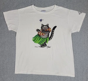 Vintage Crazy Shirts B Kliban Cat Aloha Hula T-Shirt Size Womens Large Hawaii - Picture 1 of 12