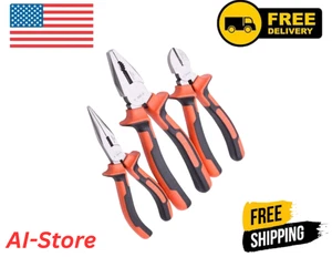 Edward Tools Harden 3-Piece Pliers Set | 6 Long Nose, 6 Diagonal, 8 Combinati - Picture 1 of 5