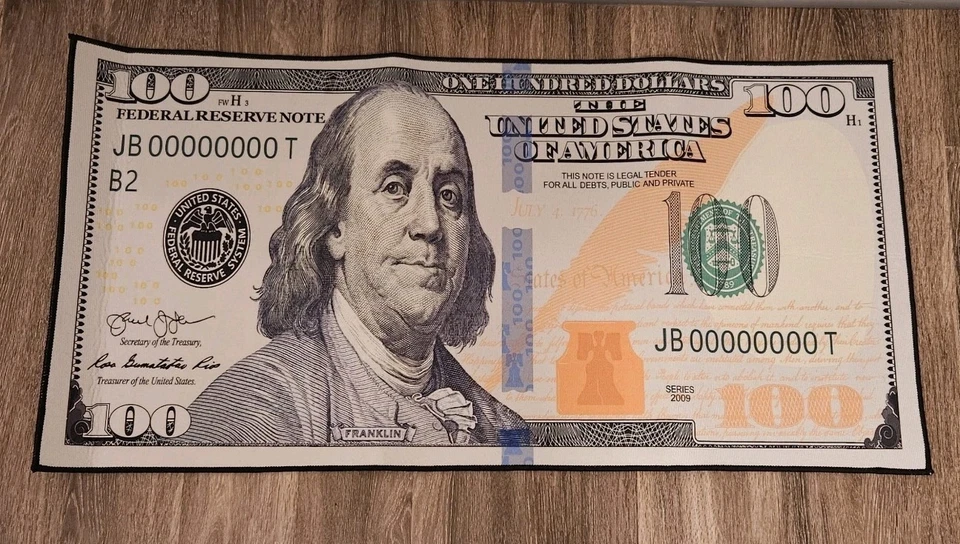 Alfombra de corredor de 100 dólares azul cien dinero decoración del piso del hogar alfombra 47 x 24′′ Foto 1 de 1