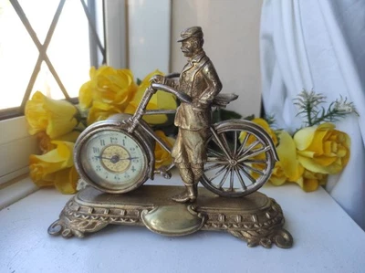 SCARCE ANTIQUE BRITISH UNITED CLOCK COMPANY CYCLIST/CYCLING DESK  CLOCK c1893 - Image 1 of 4