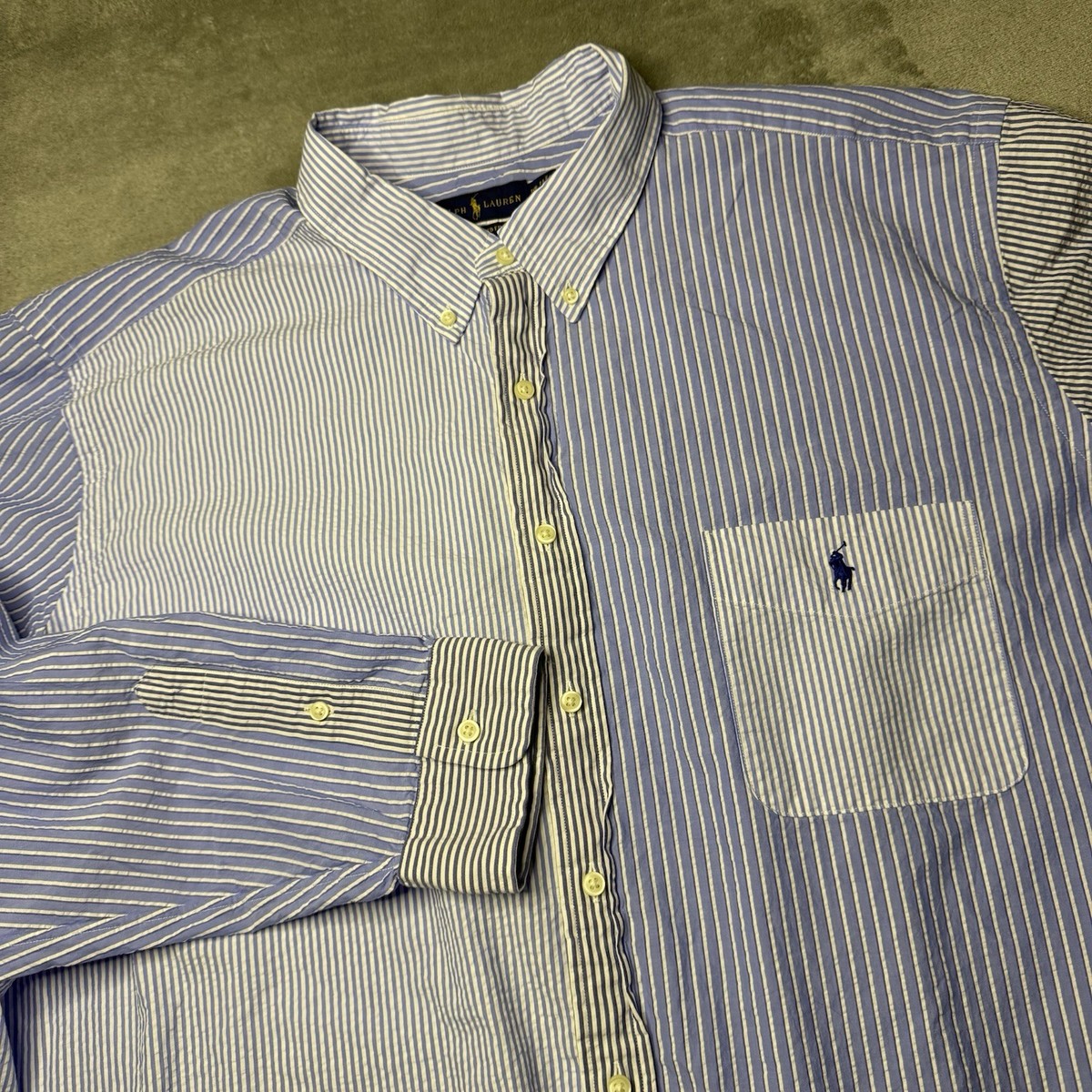 Polo Ralph Lauren Short Sleeve Striped Cotton Casual Button Polo Ralph Lauren Short Sleeve Striped Cotton Casual Button