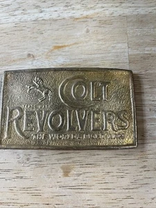 Vintage 1980's Colt Revolvers Brass Belt Buckle, 4 x 2.25 " - Picture 1 of 7