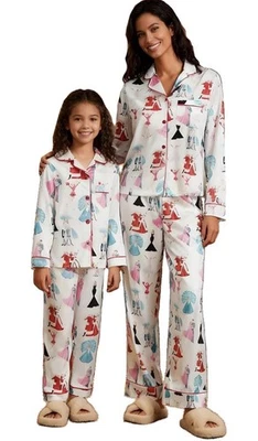 Juego Pijama Seda Blanco Vintage Diseño Navidad XL Foto 1 de 4