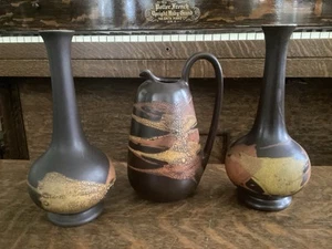 Royal Haeger Earth Wrap Lava Finish Ceramic Pitcher and Flower Vases - Picture 1 of 14