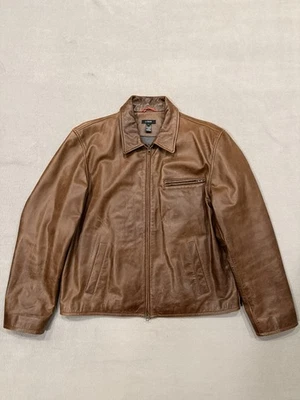 Chaqueta de Cuero Envejecido J Crew De Colección Estilo Detroit Marrón Para Hombre Talla XL Foto 1 de 4