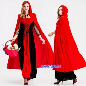 Halloween Little Red Riding Hood Adult Cosplay Costume Dress+Cloak Set - Picture 1 of 7