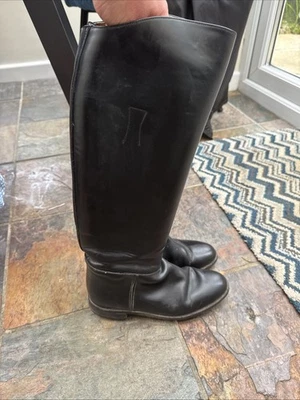Leather Regent Black Long Riding Boots Size 6 Wide - Image 1 of 4