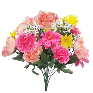 18.5'' Spring Flowers Cemetery Flowers Artificial Peonies Silk Flower - Picture 1 of 8