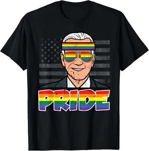 Pride Joe Biden Rainbow Flag Funny LGBT Month Gay Ally T-Shirt Hoodie - Picture 1 of 10