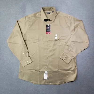 Van Heusen Shirt Mens 17 34/35 Tan Solid Regular Fit Flex Button Up NWT - Image 1 of 4