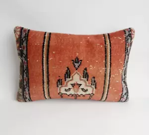 Rustic Style Vintage Pillow Cover , Handwoven Turkish Rug Pillow Case 16x24 in - Picture 1 of 9