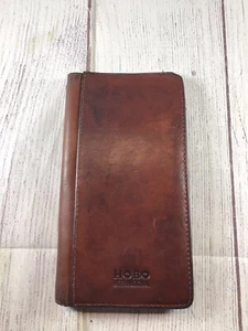 HOBO International Bi Fold Brown Leather Wallet Checkbook Cover - Picture 1 of 18