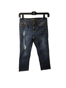 Vigoss Jagger Capri Crop Jeans Size 12 Dark Blue Distressed - Picture 1 of 4