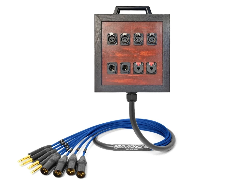 8-Ch Wooden Wall Box | Mogami 2932 & Neutrik Gold | Premium | Blue | 5 Feet - Image 1 of 1